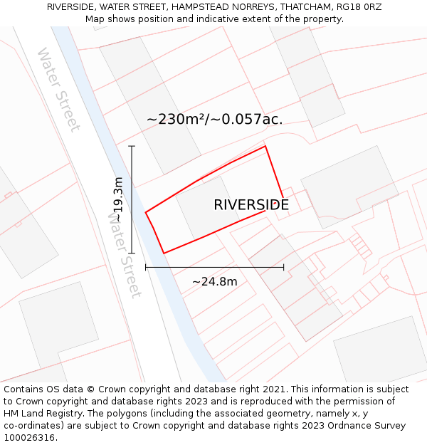 RIVERSIDE, WATER STREET, HAMPSTEAD NORREYS, THATCHAM, RG18 0RZ: Plot and title map