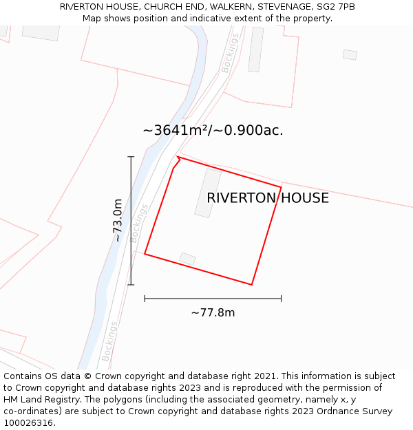 RIVERTON HOUSE, CHURCH END, WALKERN, STEVENAGE, SG2 7PB: Plot and title map