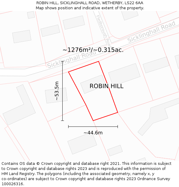 ROBIN HILL, SICKLINGHALL ROAD, WETHERBY, LS22 6AA: Plot and title map