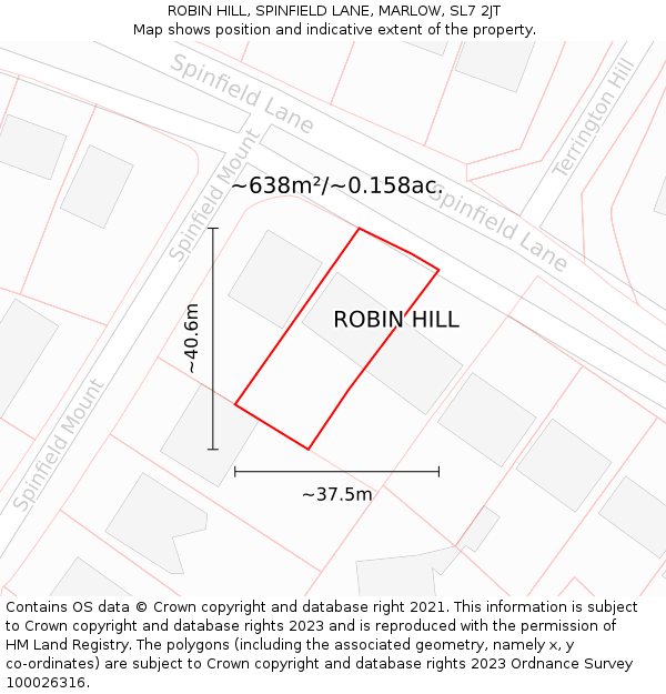 ROBIN HILL, SPINFIELD LANE, MARLOW, SL7 2JT: Plot and title map