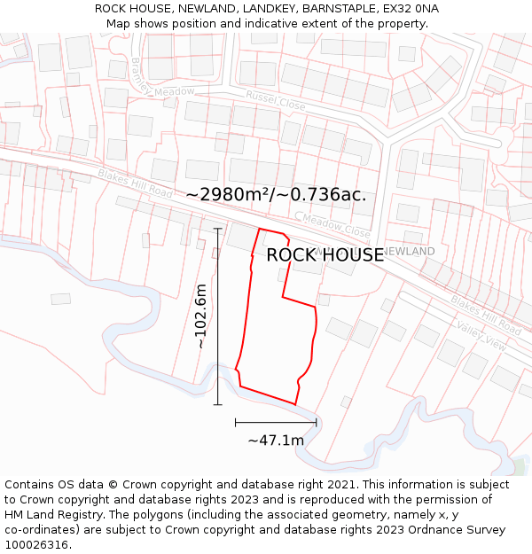 ROCK HOUSE, NEWLAND, LANDKEY, BARNSTAPLE, EX32 0NA: Plot and title map