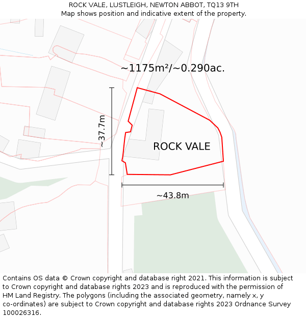 ROCK VALE, LUSTLEIGH, NEWTON ABBOT, TQ13 9TH: Plot and title map