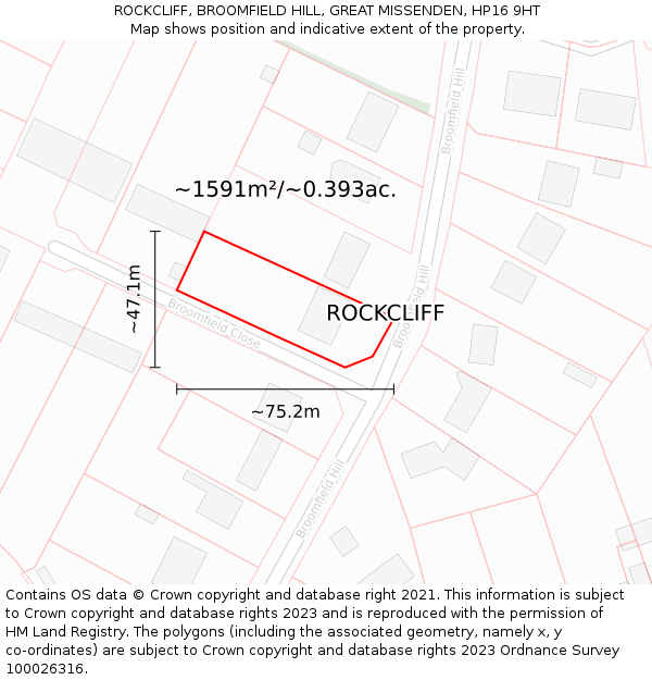 ROCKCLIFF, BROOMFIELD HILL, GREAT MISSENDEN, HP16 9HT: Plot and title map