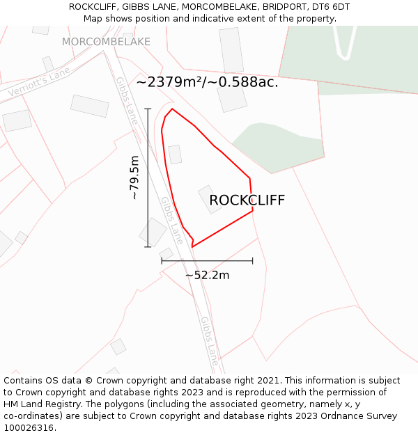 ROCKCLIFF, GIBBS LANE, MORCOMBELAKE, BRIDPORT, DT6 6DT: Plot and title map