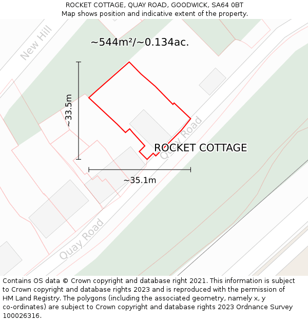 ROCKET COTTAGE, QUAY ROAD, GOODWICK, SA64 0BT: Plot and title map