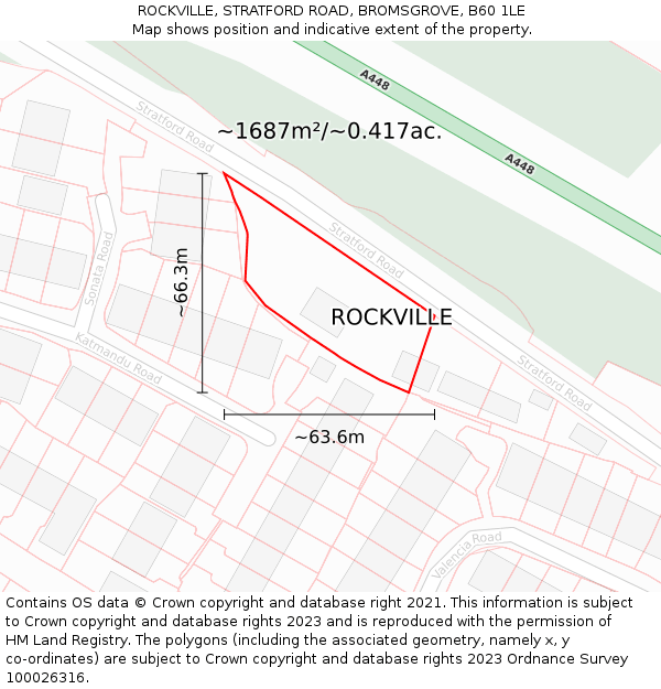 ROCKVILLE, STRATFORD ROAD, BROMSGROVE, B60 1LE: Plot and title map