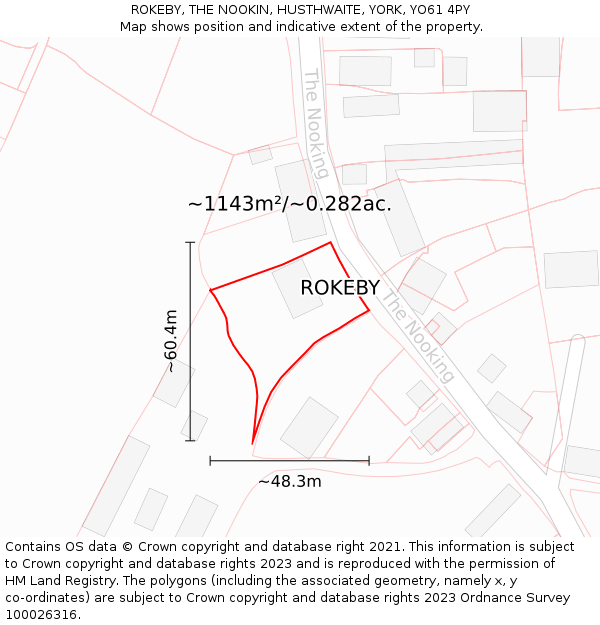 ROKEBY, THE NOOKIN, HUSTHWAITE, YORK, YO61 4PY: Plot and title map