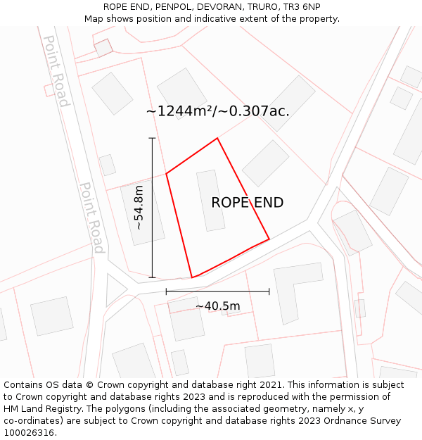 ROPE END, PENPOL, DEVORAN, TRURO, TR3 6NP: Plot and title map