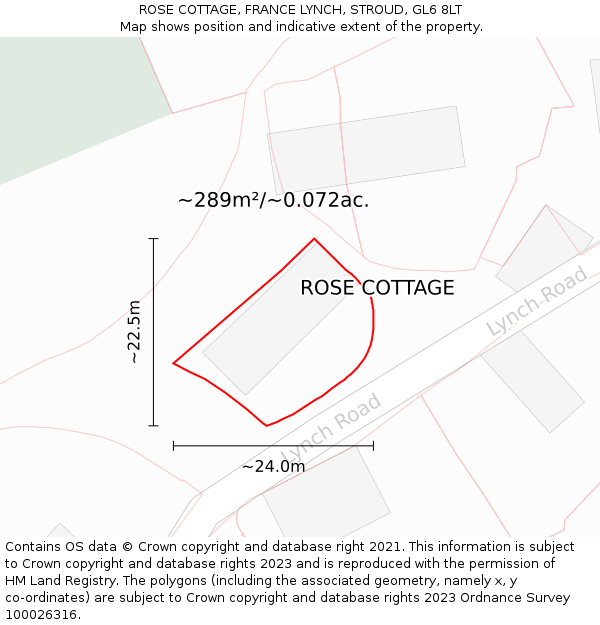 ROSE COTTAGE, FRANCE LYNCH, STROUD, GL6 8LT: Plot and title map