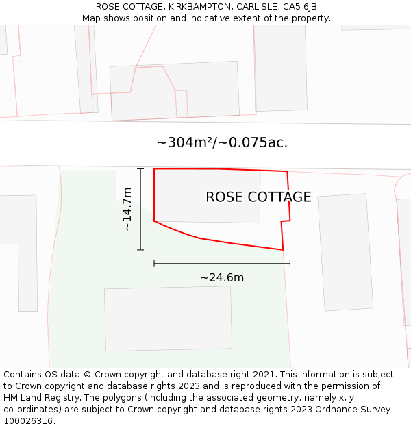 ROSE COTTAGE, KIRKBAMPTON, CARLISLE, CA5 6JB: Plot and title map