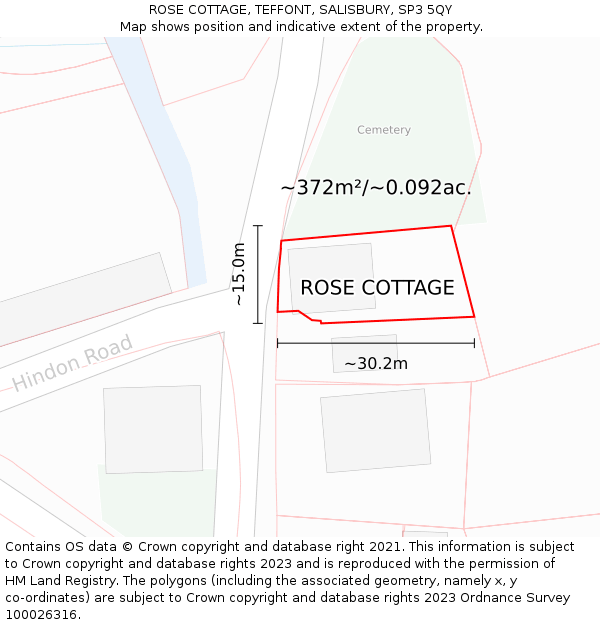 ROSE COTTAGE, TEFFONT, SALISBURY, SP3 5QY: Plot and title map