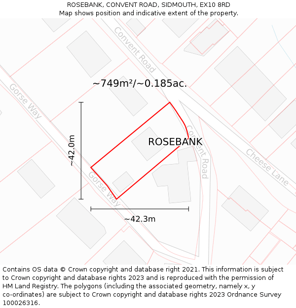 ROSEBANK, CONVENT ROAD, SIDMOUTH, EX10 8RD: Plot and title map