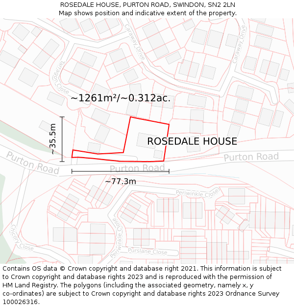 ROSEDALE HOUSE, PURTON ROAD, SWINDON, SN2 2LN: Plot and title map