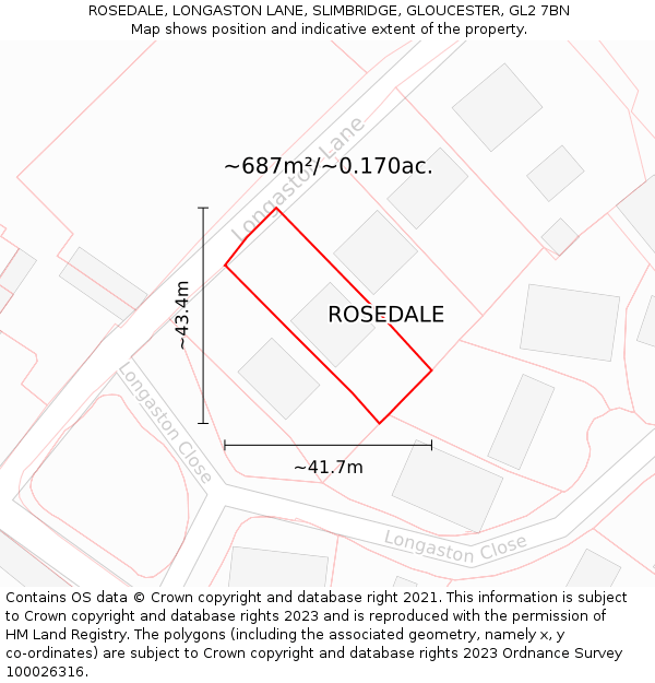 ROSEDALE, LONGASTON LANE, SLIMBRIDGE, GLOUCESTER, GL2 7BN: Plot and title map