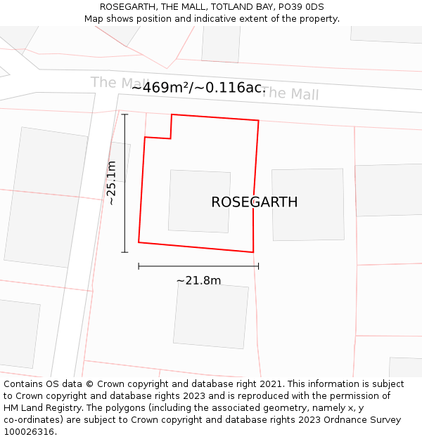 ROSEGARTH, THE MALL, TOTLAND BAY, PO39 0DS: Plot and title map