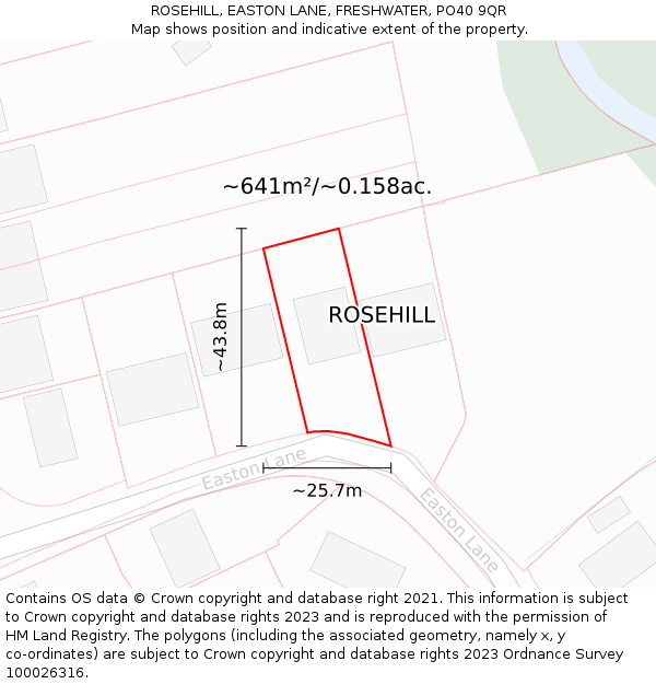 ROSEHILL, EASTON LANE, FRESHWATER, PO40 9QR: Plot and title map