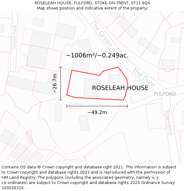 ROSELEAH HOUSE, FULFORD, STOKE-ON-TRENT, ST11 9QS: Plot and title map