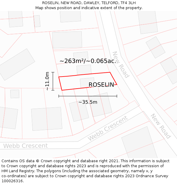 ROSELIN, NEW ROAD, DAWLEY, TELFORD, TF4 3LH: Plot and title map