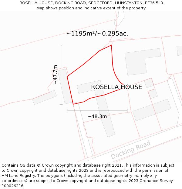 ROSELLA HOUSE, DOCKING ROAD, SEDGEFORD, HUNSTANTON, PE36 5LR: Plot and title map