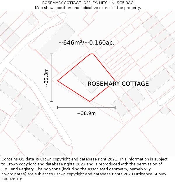 ROSEMARY COTTAGE, OFFLEY, HITCHIN, SG5 3AG: Plot and title map