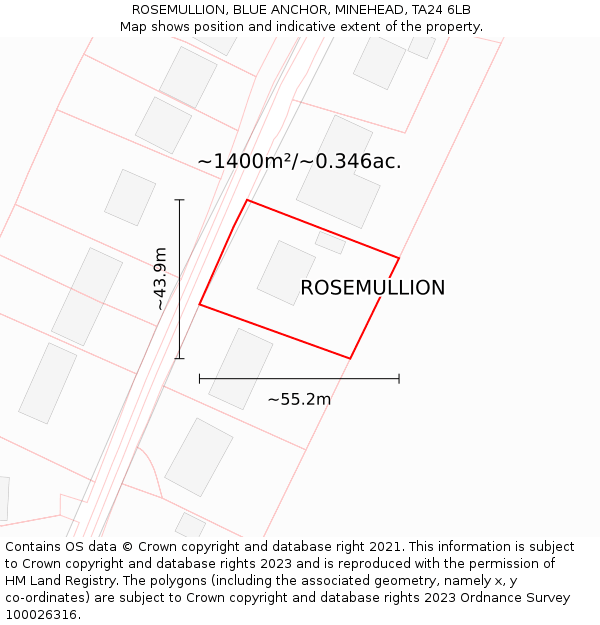 ROSEMULLION, BLUE ANCHOR, MINEHEAD, TA24 6LB: Plot and title map