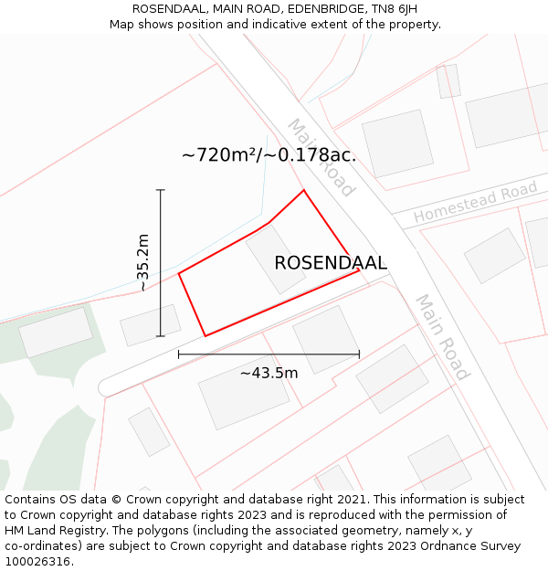 ROSENDAAL, MAIN ROAD, EDENBRIDGE, TN8 6JH: Plot and title map