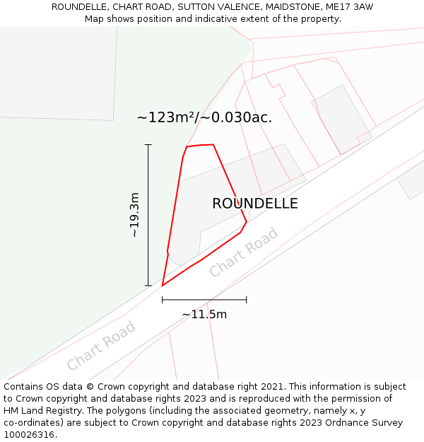 ROUNDELLE, CHART ROAD, SUTTON VALENCE, MAIDSTONE, ME17 3AW: Plot and title map