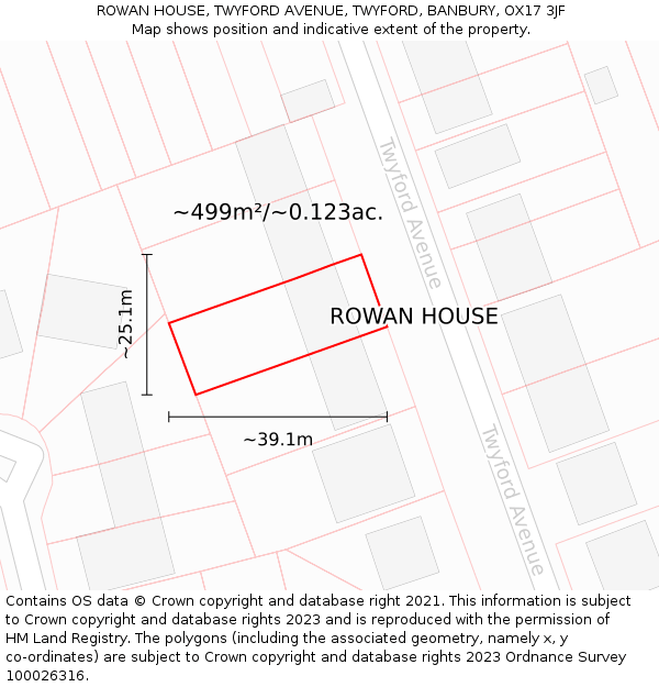 ROWAN HOUSE, TWYFORD AVENUE, TWYFORD, BANBURY, OX17 3JF: Plot and title map