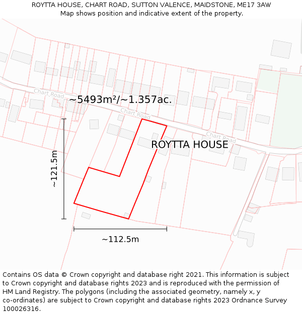 ROYTTA HOUSE, CHART ROAD, SUTTON VALENCE, MAIDSTONE, ME17 3AW: Plot and title map