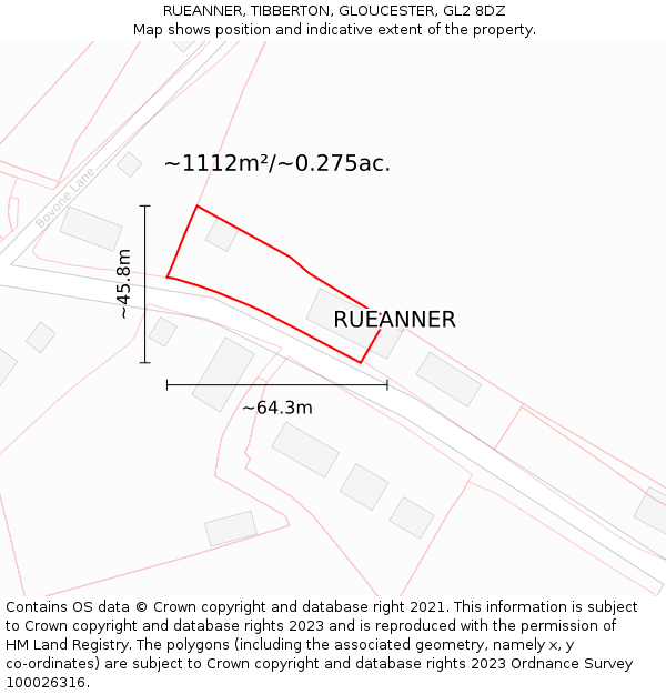 RUEANNER, TIBBERTON, GLOUCESTER, GL2 8DZ: Plot and title map