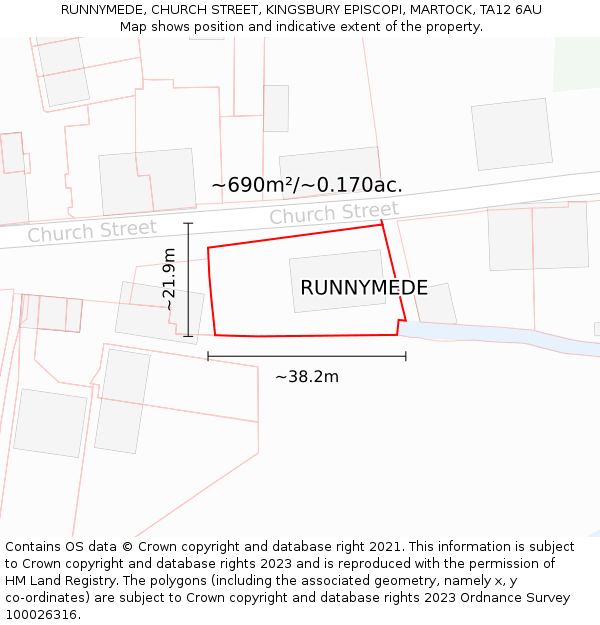 RUNNYMEDE, CHURCH STREET, KINGSBURY EPISCOPI, MARTOCK, TA12 6AU: Plot and title map