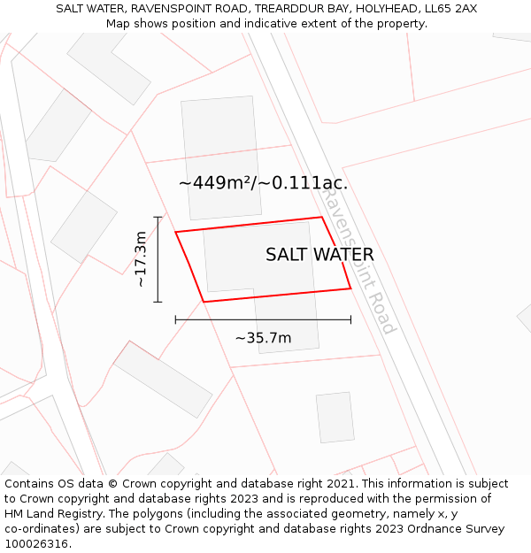 SALT WATER, RAVENSPOINT ROAD, TREARDDUR BAY, HOLYHEAD, LL65 2AX: Plot and title map