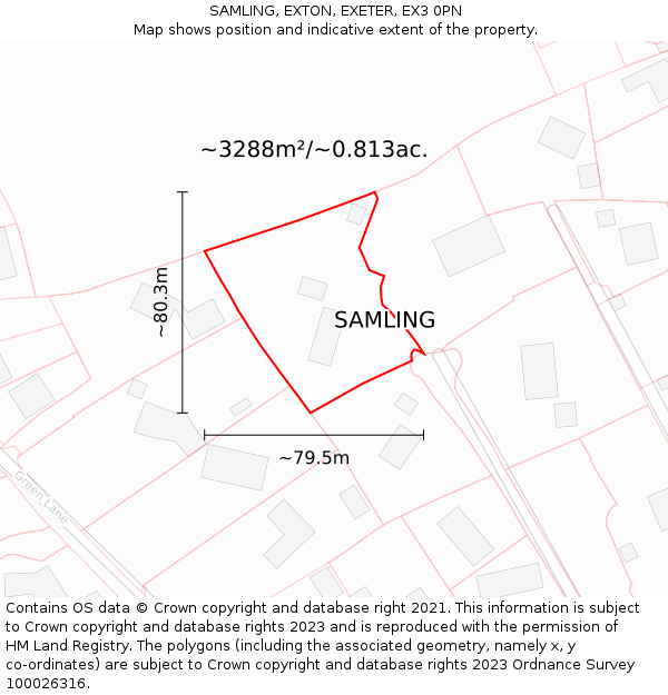 SAMLING, EXTON, EXETER, EX3 0PN: Plot and title map