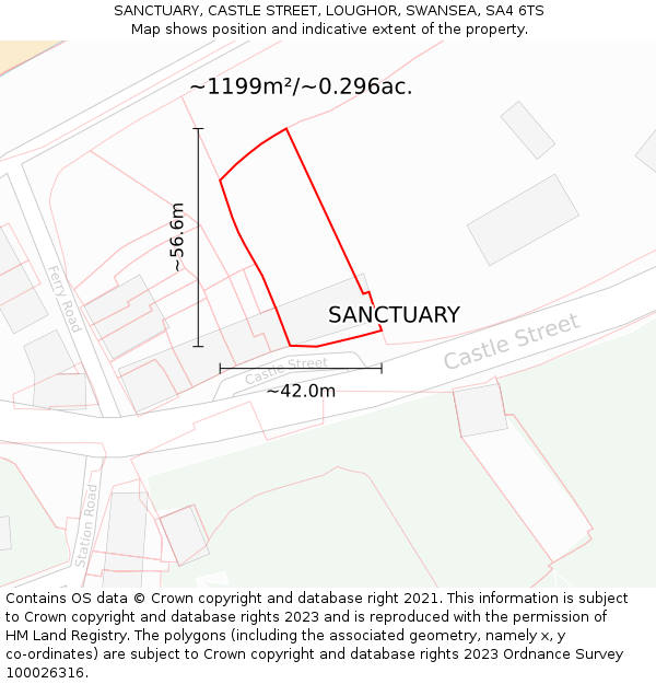 SANCTUARY, CASTLE STREET, LOUGHOR, SWANSEA, SA4 6TS: Plot and title map