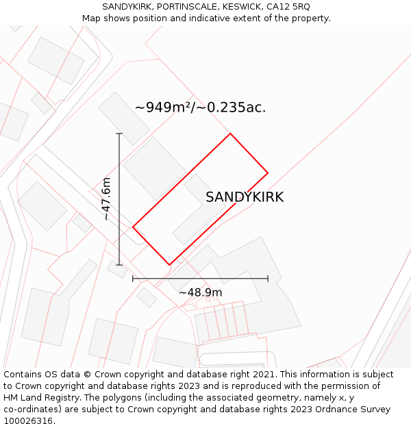 SANDYKIRK, PORTINSCALE, KESWICK, CA12 5RQ: Plot and title map