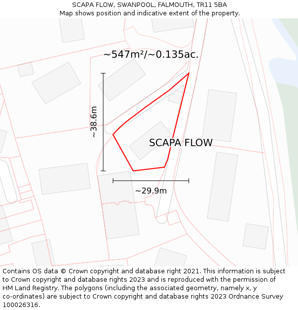 SCAPA FLOW, SWANPOOL, FALMOUTH, TR11 5BA: Plot and title map