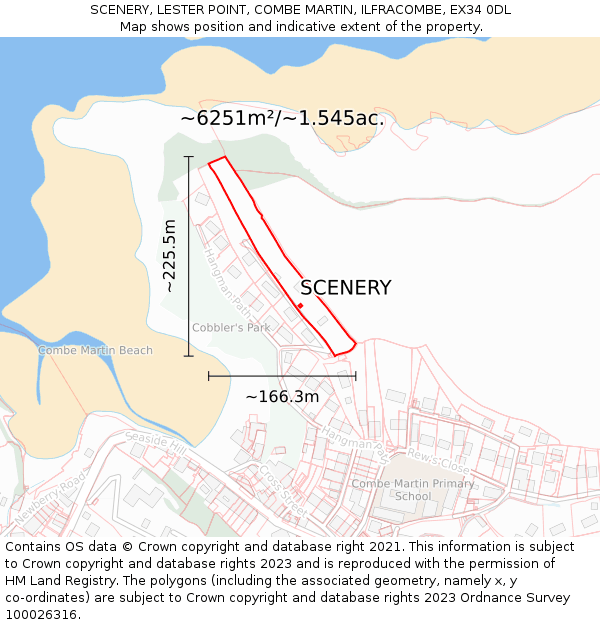 SCENERY, LESTER POINT, COMBE MARTIN, ILFRACOMBE, EX34 0DL: Plot and title map