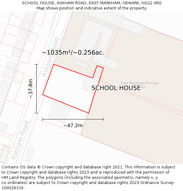 SCHOOL HOUSE, ASKHAM ROAD, EAST MARKHAM, NEWARK, NG22 0RG: Plot and title map