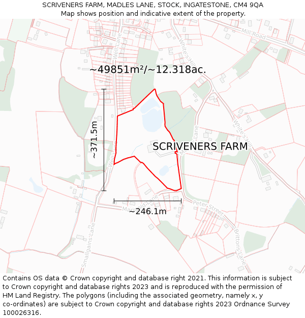 SCRIVENERS FARM, MADLES LANE, STOCK, INGATESTONE, CM4 9QA: Plot and title map