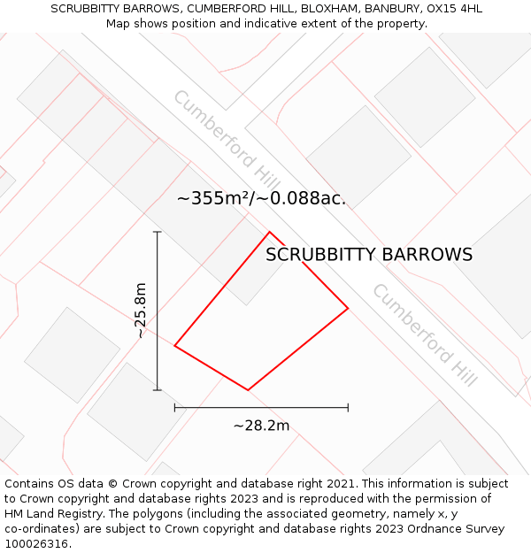 SCRUBBITTY BARROWS, CUMBERFORD HILL, BLOXHAM, BANBURY, OX15 4HL: Plot and title map