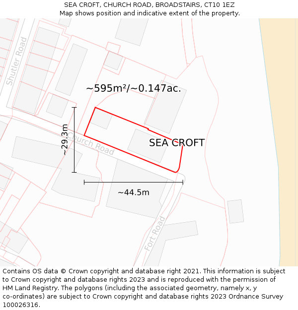 SEA CROFT, CHURCH ROAD, BROADSTAIRS, CT10 1EZ: Plot and title map