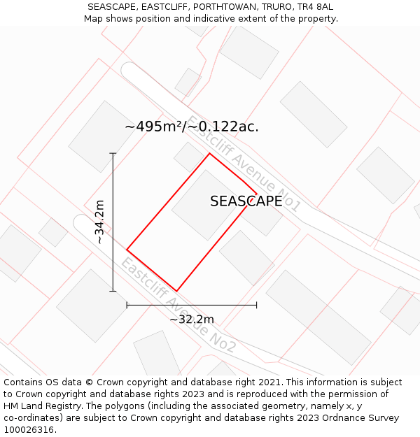 SEASCAPE, EASTCLIFF, PORTHTOWAN, TRURO, TR4 8AL: Plot and title map