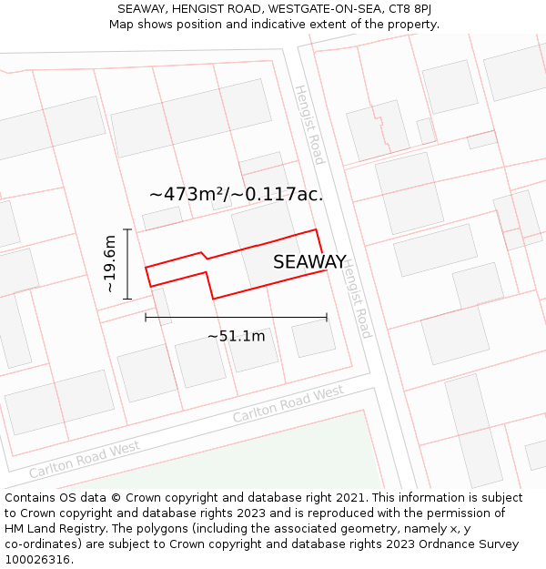 SEAWAY, HENGIST ROAD, WESTGATE-ON-SEA, CT8 8PJ: Plot and title map
