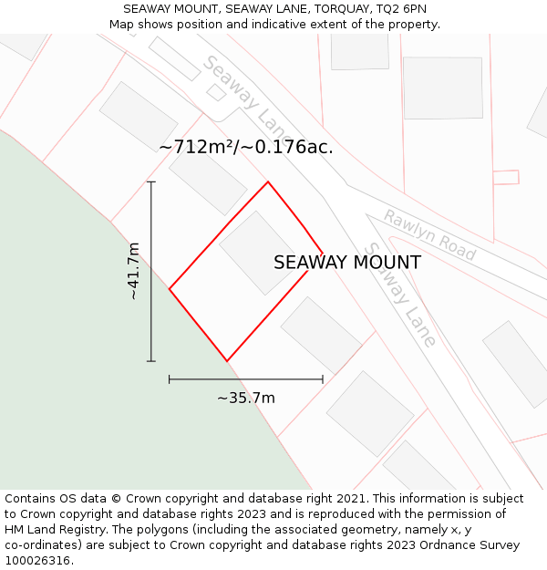 SEAWAY MOUNT, SEAWAY LANE, TORQUAY, TQ2 6PN: Plot and title map