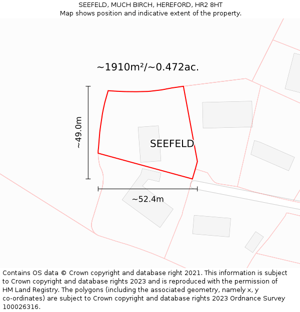 SEEFELD, MUCH BIRCH, HEREFORD, HR2 8HT: Plot and title map