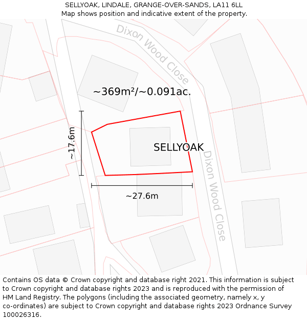 SELLYOAK, LINDALE, GRANGE-OVER-SANDS, LA11 6LL: Plot and title map