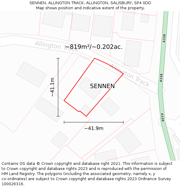 SENNEN, ALLINGTON TRACK, ALLINGTON, SALISBURY, SP4 0DD: Plot and title map