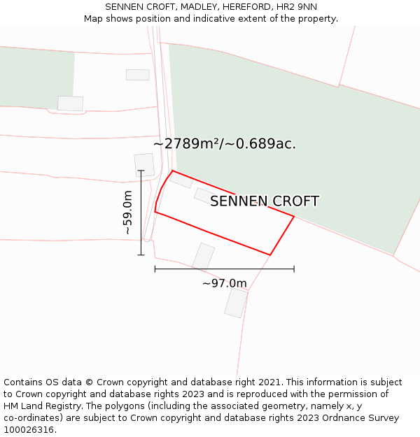 SENNEN CROFT, MADLEY, HEREFORD, HR2 9NN: Plot and title map