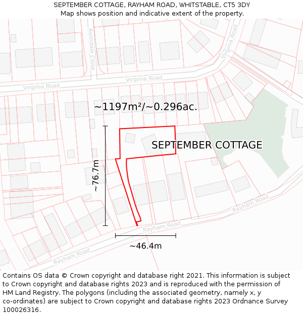 SEPTEMBER COTTAGE, RAYHAM ROAD, WHITSTABLE, CT5 3DY: Plot and title map