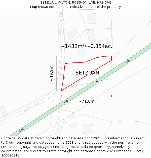 SETZUAN, WILTON, ROSS-ON-WYE, HR9 6AG: Plot and title map